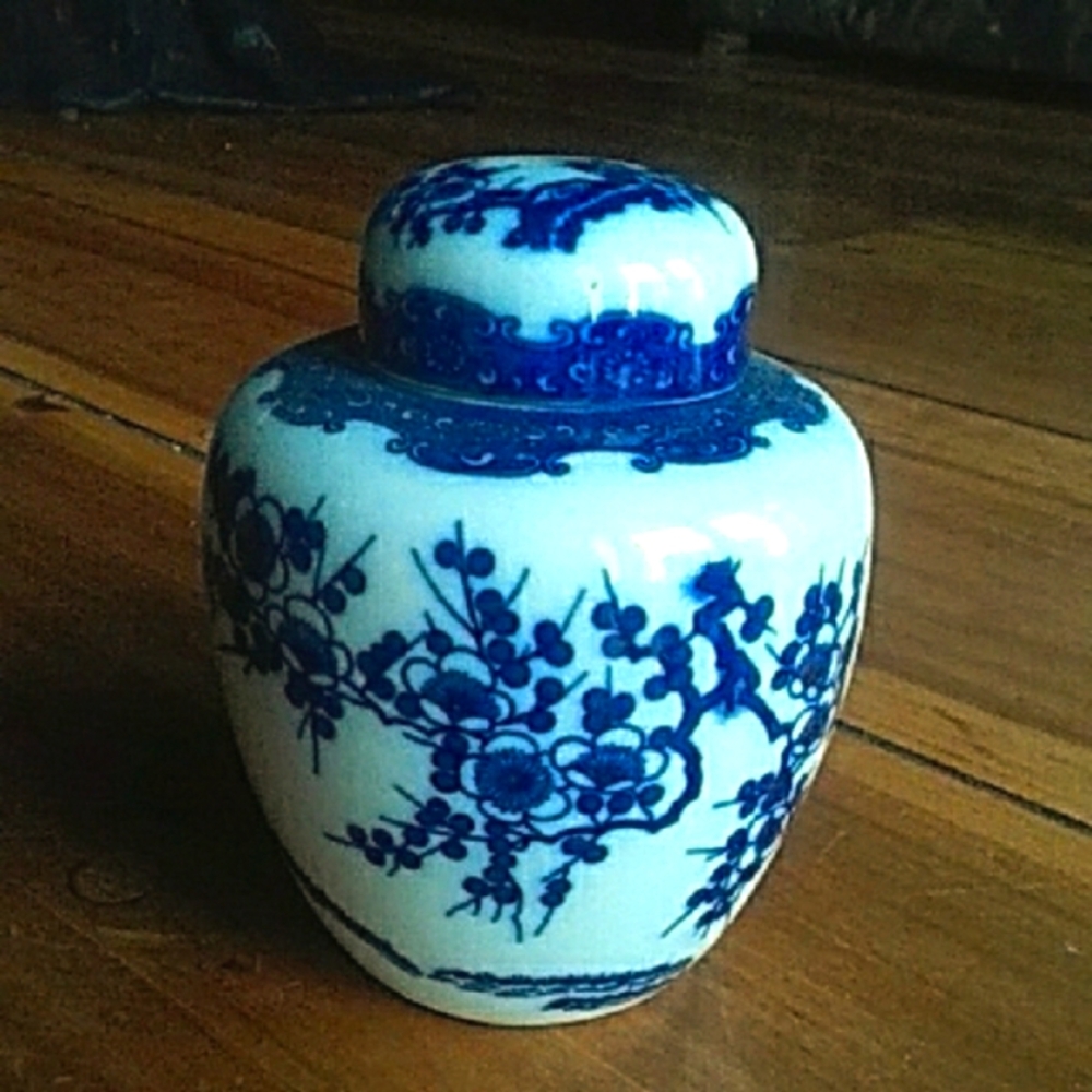 Blue and White Floral Ceramic Vase